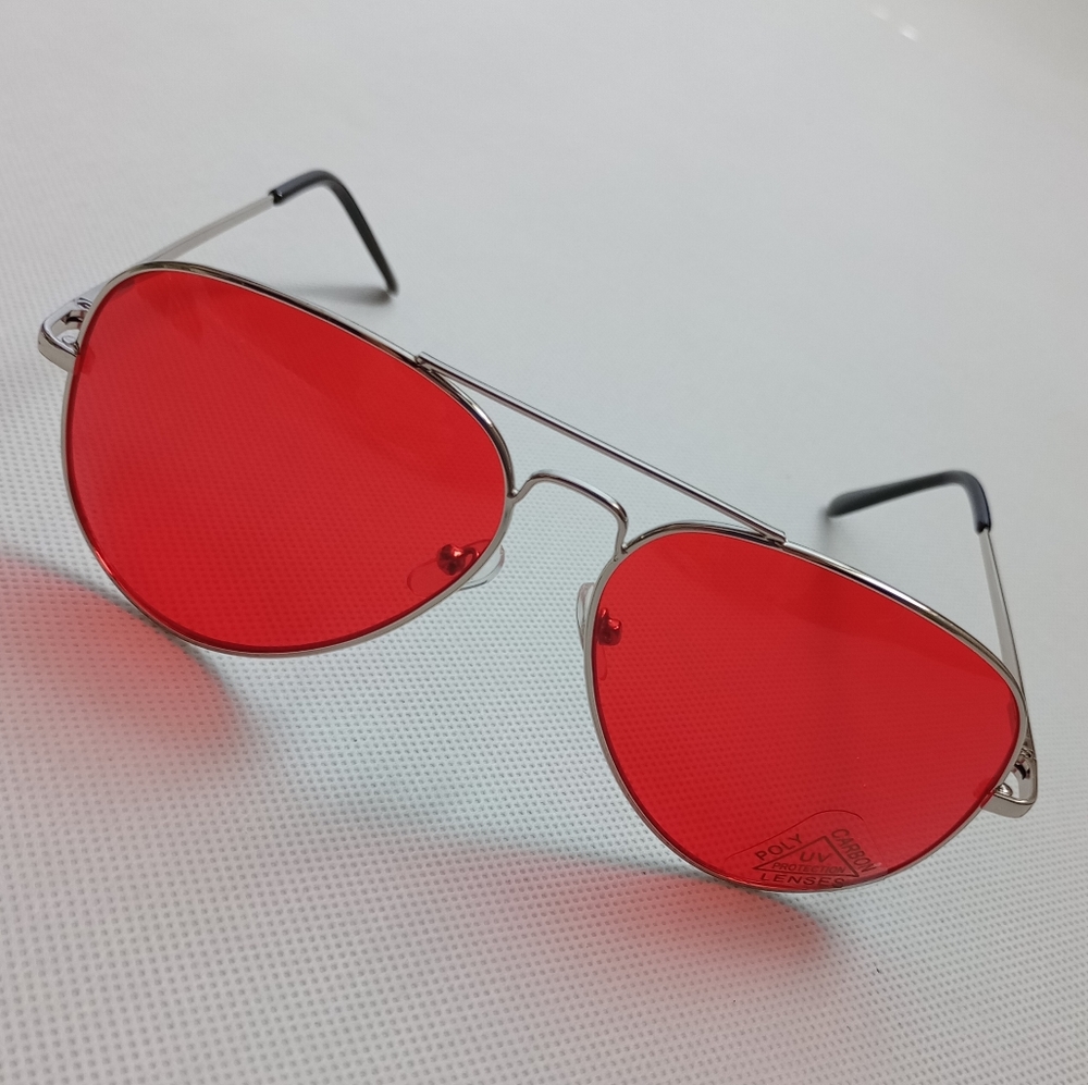 DARK RED AVIATOR SUNGLASSES - Picture 6 of 8